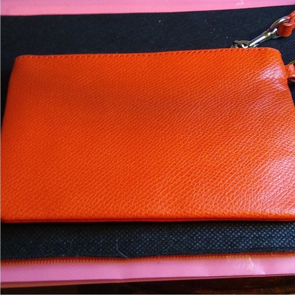 COACH WRISTLET Orange 6"X 4"  Pebble Leather / Tag / Mini Type - Picture 4 of 12